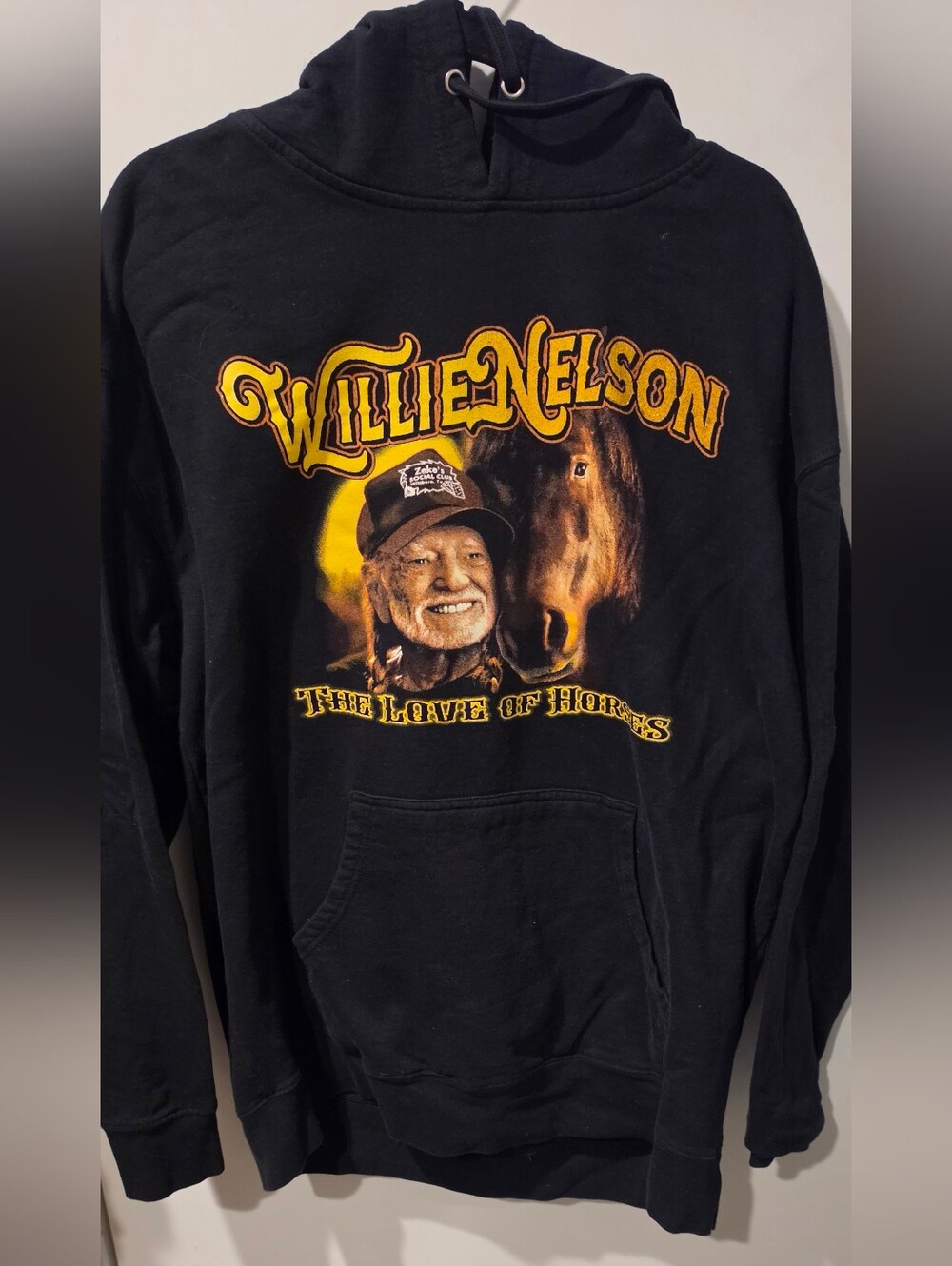 Willie Nelson Black Graphic Pullover Hoodie - The Love of Horses